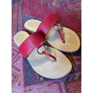 Handmade Il Sandalo Caprese Capri Red Gold Sandal 38